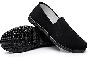 KTPRNIY Chinese Style Slippers Kung Fu Martial Arts Tai Chi Shoes Rubber Sole Unisex All Black
