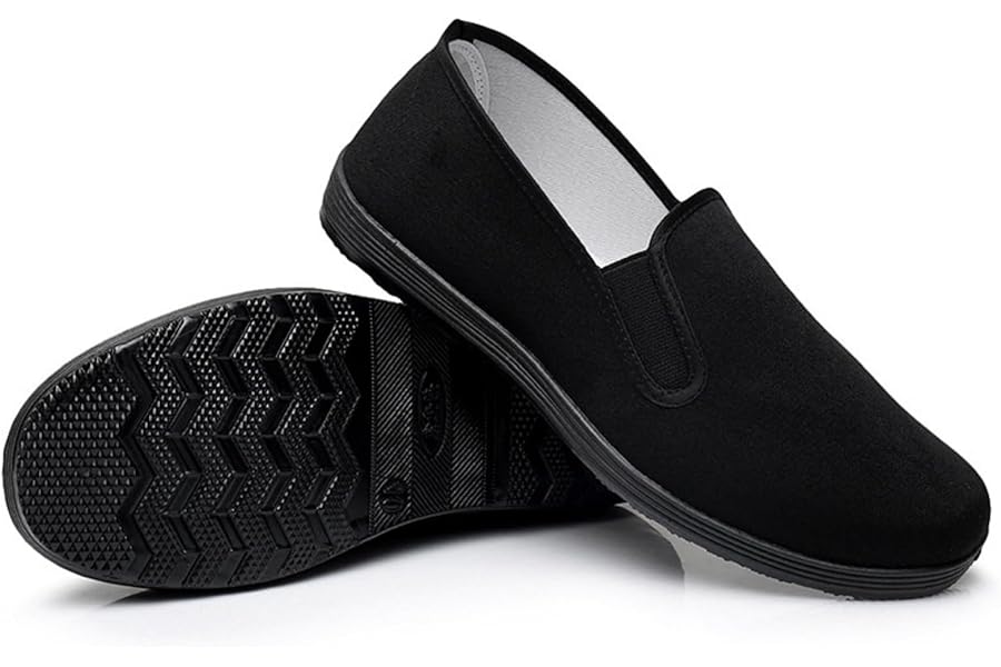 Chinese Style Slippers Kung Fu Martial Arts Tai Chi Shoes Rubber Sole Unisex All Black