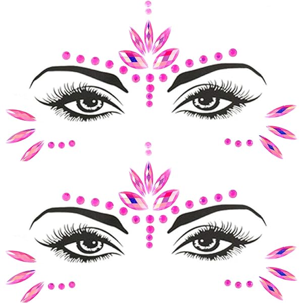 12 Sets Gesicht-Edelsteine & Strasssteine – Glitzer-Aufkleber Für Festival, Party Oder Kostüm