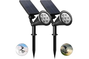 LITVERSE Solar Outdoor Lights, Upgraded 7 LEDs Landscape SpotLights IP65 Waterproof, Auto On/Off Solar Powered Outdoor Lights, Outdoor Solar Lights for Yard Garden Driveway Walkway,2 Pack(Warm Light)