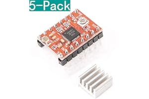 Youmile 5-pak A4988 moduł sterownika silnika krokowego Stepstick + radiator do drukarki 3D Reprap