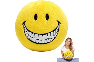 Verity Smiley skräck, gul leksak med tänder, 25 cm | Verity Merch plyschdocka i skräckstil med broderat leende och luftiga tä