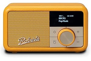 Roberts Radio Revival Petite - Radio portatile compatta con Dab-FM, Bluetooth, 20 ore di autonomia, ingresso ausiliario, radiatore passivo, streaming, garanzia 2 anni - giallo sole