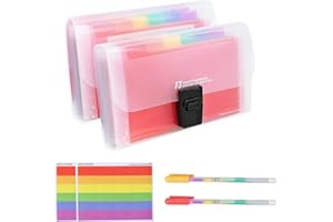 YINNEGD YINENGD 2 Pièces Dossier De Fichiers Extensible，Organisateur Fichiers Accordéon con 13 Compartiments，pour Chèques, Cartes, Dossiers Extensibles Organiseur de Documents Portable