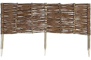 Mcsammler Weide Beeteinfassung in 16 Größen Weidenzaun Rasenkante Beetbegrenzung Steckzaun imprägniert mit Buchepflöcken für leichtes Einsetzen Palisade Länge: 100 cm Höhe: 30 cm