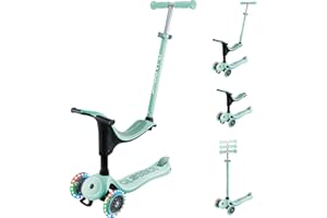 Globber Go Up Sporty Lights Kids Scooter Toddler Ride On - Removable Seat - 2 Year Warranty