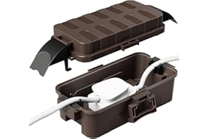 RESTMO Weatherproof Electrical Box (Inner 15 × 8.1 × 4.5cm), IP55 Waterproof Extension Cord Cover for Plug, Halloween or Christmas Holiday Decorations, Weatherproof Connection Box, Brown
