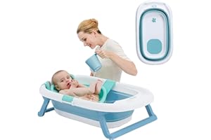 Sobebear 89CM Foldable Baby Bath Tub, Lightweight and Anti-Slip Collapsible Design, Perfect for Travel and Home Portable Bathing Solution for Newborn and Toddlers 0-36 Months (Blue)