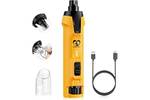 Casfuy 6-Gang-Hunde-Nagelschleifer - 50% Boosted Power Hund Nagelschneider Leise mit Dual-LED-Leuchten & Staubsammler & 4,8 V Kupfermotor Elektrische Haustier Zehennagelfeile Werkzeug für große