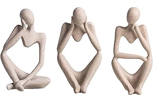 PIGPIGFLY Three People Decorative Figures, Decorative Living Room, Home Store Decoration, Modern Abstract Art Sculptures Decoration, Office Decorations, Polyresin, Gift (Sandstone)
