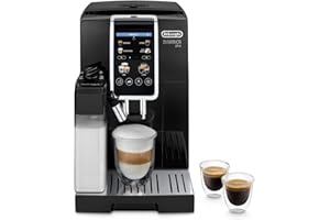 De'Longhi Dinamica Plus ECAM382.70.B, Machine Automatique à Café en Grains, Cafetière avec Technologie LatteCrema, Machine Espresso avec 18 Recettes, Écran TFT 3,5", 1450W, Noir