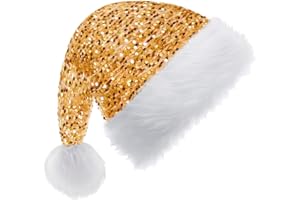 YAYAFUNFUN Pailletten Weihnachtsmütze für Erwachsene Kinder,35*45cm Nikolausmütze Plüsche Weihnachtsmann Mütze,Warm Dicker Nikolaus Mütze Santa Clause Mütze für Männer Frauen Familie Weihnachtsfeier