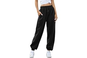 Jhsnjnr Jogginghose Damen Lang Bequeme Sweathose High Waist Trainingshose mit Taschen Freizeit Baggy Sweatpants Sporthose