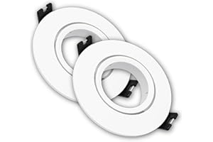 LED ATOMANT Pack 2x Marco Foco Empotrable Policarbonato Lacado Blanco, Aro Redondo Downlight, Soporte para GU10 LED, Orientable hasta 30º