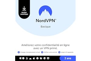 NordVPN Basique, 10 Appareils, 2 Ans, Logiciel VPN Premium, Code Numérique