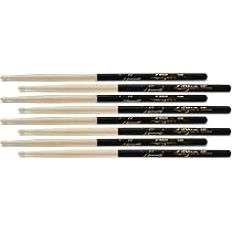 Zildjian Hickory Dip Series 5A - Lot De 4 Paires De Baguettes Avec Revêtement Grip - Diamètre 1.4cm, Longueur 40.6cm