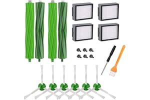 APZOVO Kit Recambios Repuestos Accesorios Compatible con iRobot Roomba E & I Serie i7 i7+ i3 i3+ i4 i4+ i6 i6+ i8 i8+ E5 E6 E7 Aspiradora, 4 Cepillos de Goma, 4 Filtro, 6 Cepillo Lateral