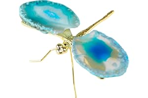 RJINGSHI Agata Naturale Blu Libellula Cristallo Decor 4 in Guarigione Cristallo Agata Libellula Ornamento Fatto a Mano Regali Home Decor