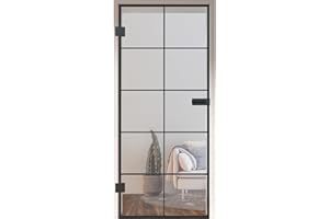 HORI Loft Glastür aus ESG-Sicherheitsglas: Modernes quadratisches Design Glastür Innentür für Wohnräume als stilvoller Raumteiler oder Raumtrenner – Unsere hochwertige Tür aus Klarglas 1972 x 834