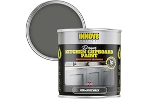 INNOV8 COATINGS DESIGNER KITCHEN CUPBOARD PAINT - DIY - NO PRIMER OR TOP COAT - SATIN Finish - 750 ml - Hematite Grey - Fast Dry - CABINET, FURNITURE, WOOD, MDF, PLASTIC & METAL