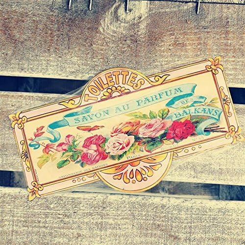 FRENCH VINTAGE METAL DOOR PLATE SAVON PARFUM DES BALKANS - MP159