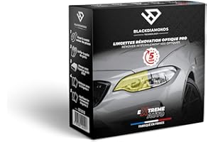 BLACKDIAMONDS TECHNOLOGY BlackDiamonds - Kit de Rénovation Pro des Optiques et des Phares. Fabricant Français Notre Formule Exclusive Permet de Retrouver l’ECLAT du Neuf sur des Phares Très Abimés - 4 Lingettes