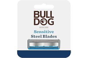 Bulldog Skincare Sensitive Men's Razor Refills, With 5 Tempered Steel Blades on Each of the Four Refill Blades, Works With All Bulldog Reusable Razor Handles, 4 Pack