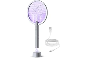 Mosiller Racchetta Zanzare Elettrica, 4000V Scacciamosche Elettrico, LED 2 in 1 Racchetta Elettrica Con USB Ricaricabile, Protezione Maglia a 3 Strati, Adatto per Casa Campeggio Interni Ed Esterni