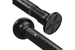 VENWEMONG Tension Rod For Curtains Extendable Curtain Pole No Drill Window Curtain Rods for Shower Curtain, Bathroom(Black, 90cm-140cm)