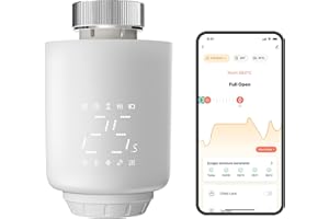 WILAWELS Smart Radiator Thermostat, Digital Heating Thermostat, App And Voice Control Of Intelligent Radiator Controller, Compatible With Alexa And Google Home, Programmable, White ZW01TRK06