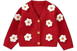 LAWKUL Baby Toddler Girl Cardigan Warm Sweater Floral Long Sleeve Jumpers Coats Knitted Clothes
