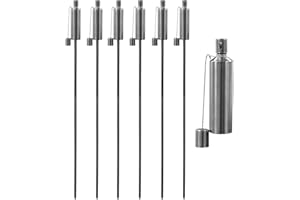 Harbour Housewares Torche pour Le Jardin - Huile/Paraffine - 1460 mm/Forme Arrondie - Lot de 6