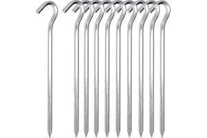 ZhaoCo picchetti per tenda, 10 pezzi 18 cm ganci per tenda in metallo picchetti in lega di alluminio pioli per pavimenti duri, ideali per giardinaggio, campeggio, reti da calcio e tende