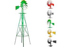 MAXSTORE STILISTA Gigantisches Windrad im US-Style aus Stahl, Höhe 245cm, Rotor 55cm, kugelgelagert, in vers. Farben, grün