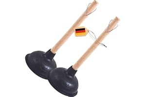 Novaliv 2er Set Pömpel Abfluss 140 mm Ø Saugglocke Abfluss Pümpel Toilette Pömpel mit Holzstiel Plunger WC Pömpel mit Durchmesser von 14,5cm IDEAL als Abfluss Pömpel für verstopfter Abfluss Pumpfix