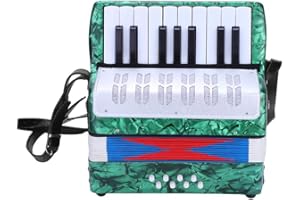 WANDISY Vendite Pazze Fisarmonica per Bambini, 17 Strumenti Musicali a Fisarmonica a Piano con 8 Tasti per Studenti Principianti(Verde)