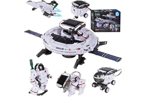Fivtsme Robot Solaire Jouets, 6 in 1 STEM Robot Solaire, STEM Éducatifs Jeu de Construction, DIY Espace Lune Exploration Solaire Solaire Jouets pour 8-13 Ans Enfants Garçons Filles