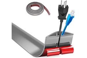BUERPINKING Cubiertas de Suelo para Cables, 1M X 5cm Ancho Canaleta Cables Suelo, Pasacables Suelo, Protector de Cables para Suelo, Canal de Cable Flexible para Suelo,Cable Management para Todos Los Cables - Gris