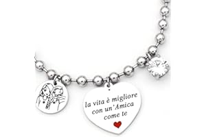 dalcuore Bracciale Amicizia, Ipoallergenico, Idee Regalo Donna Compleanno Amica Migliore Braccialetto Frasi Speciali per Amiche con Originale Confezione da regalare