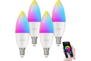 Mycket Lampadina intelligente E14 WiFi da 5 W, LED a colori equivalenti, RGB dimmerabile, telecomando e funzione timer di controllo vocale, compatibile con Alexa/Echo/Google Home, 4 pezzi