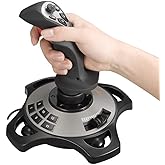 Coverzone PC Uyumlu Flight Stick Sim&uuml;lasyon U&ccedil;uş Kontrol Cihazı, 4 Eksen, 8 Y&ouml;nl&uuml; HAT Switch, 12 Programlanabilir Tuş, Titreş