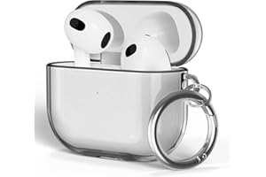 ULAK Etui do Airpods 3 przezroczyste, ochronne etui na AirPod 3 miękkie TPU przezroczyste, odporne na wstrząsy etui, akcesoria z brelokiem do Airpods 3 [widoczna przednia dioda LED] - czarna