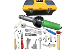 Seababyhouse 1600W Plastic Welder Kit Hot Air Welder Gun Complete Flooring Tool Set Handheld Torch Welder Pistol, with Butterfly Repair Welding Kit, Various Welding Nozzles, Vinyl Flooring Skiving Kit