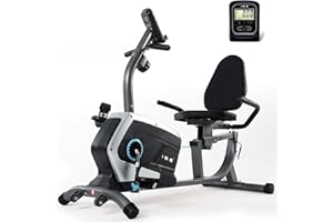 ‎ISE ISE Liegeergometer für Zuhause mit 8 verstellbaren Widerstandsstufen, Ergometer Liege- Heimtrainer mit Magnetbremse, Heimtrainer Fahrrad mit Pulssensoren und LCD-Display,Indoor Bike mit Rückenlehne