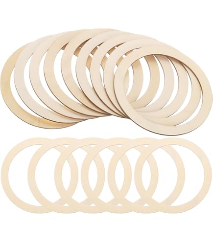 Platte Houten Ringen, 250 Stuks, Onafgewerkte Ronde Houten Stukken in Verschillende Maten voor Doe-het-zelf Sieraden, Kunst en Handwerk, Woondecoratie