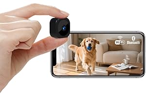 AOBOCAM Camera Espion, Mini Caméra de Surveillance WiFi 1080P Intérieur/Extérieur, Micro Caméra Bluetooth avec Vision Nocturne, Détection de Mouvement, Enregistrement à Distance（2.4GHz） (FRA12)