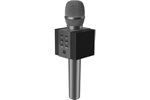 TOSING 008 Microfono Karaoke Bluetooth wireless, volume maggiore 10W, più basso, 3-in-1 Microfono portatile con doppio altoparlante per Android/PC (Nero)