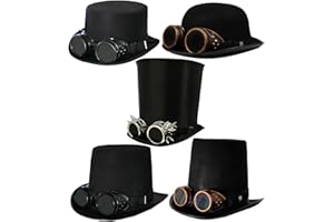 I LOVE FANCY DRESS LTD ILOVEFANCYDRESS BONNET MELON NOIR VICTORIEN STEAMPUNK AVEC LUNETTES BRONZE - ACCESSOIRE DE DÉGUISEMENT STEAMPUNK PARFAIT