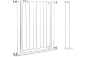 hauck Open N Stop 2, Weiß – Schutzgitter Treppe und Tür 84–89 cm – Kindersicheres Absperrgitter ohne Bohren – Manuelle 1 Hand Öffnung – nur für Innen