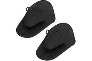 TOPINCN 2 szt. Silikonowe Rękawice Kuchenne, żaroodporne Rękawice do Gotowania z Jednym Palcem Zagęszczone Mini Rękawice Kuchenne Przeciw Oparzeniom Gotowanie Szczypta Rękawice z Jednym (Czarny)